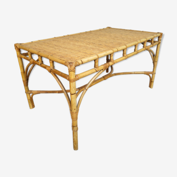 Rattan table, 70s