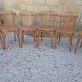 6 wooden bistro chairs