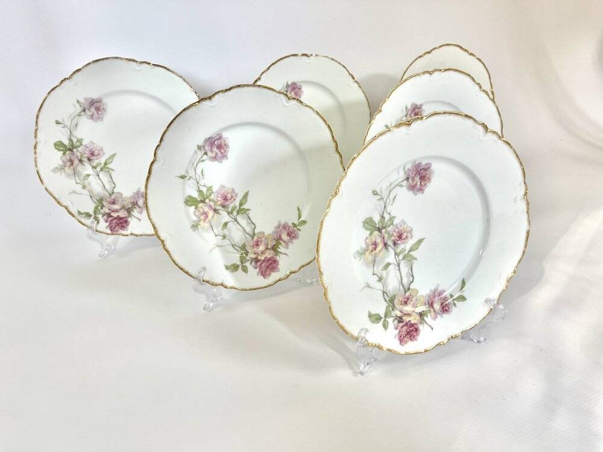6 Assiettes plates Baltimore Rose de Haviland Limoges