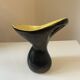 Vintage 1950s black and yellow ceramic vase in the Vallauris style