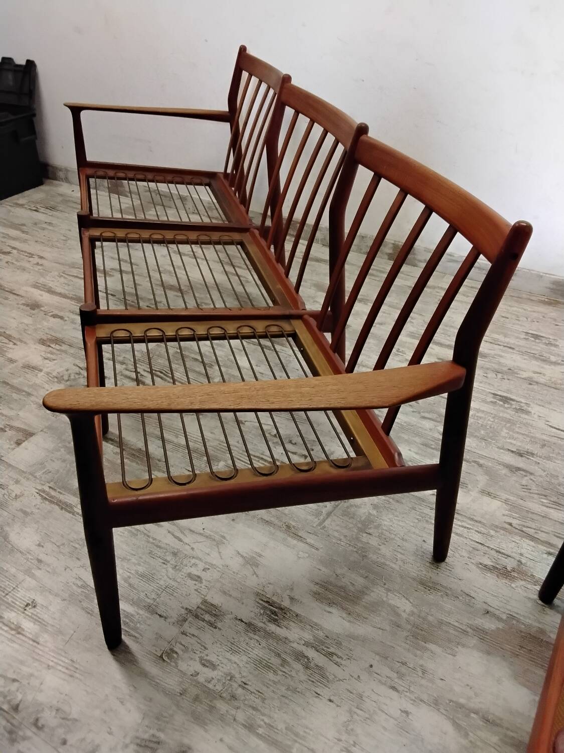 Vintage Scandinavian bench and armchairs for Glostrup 1960