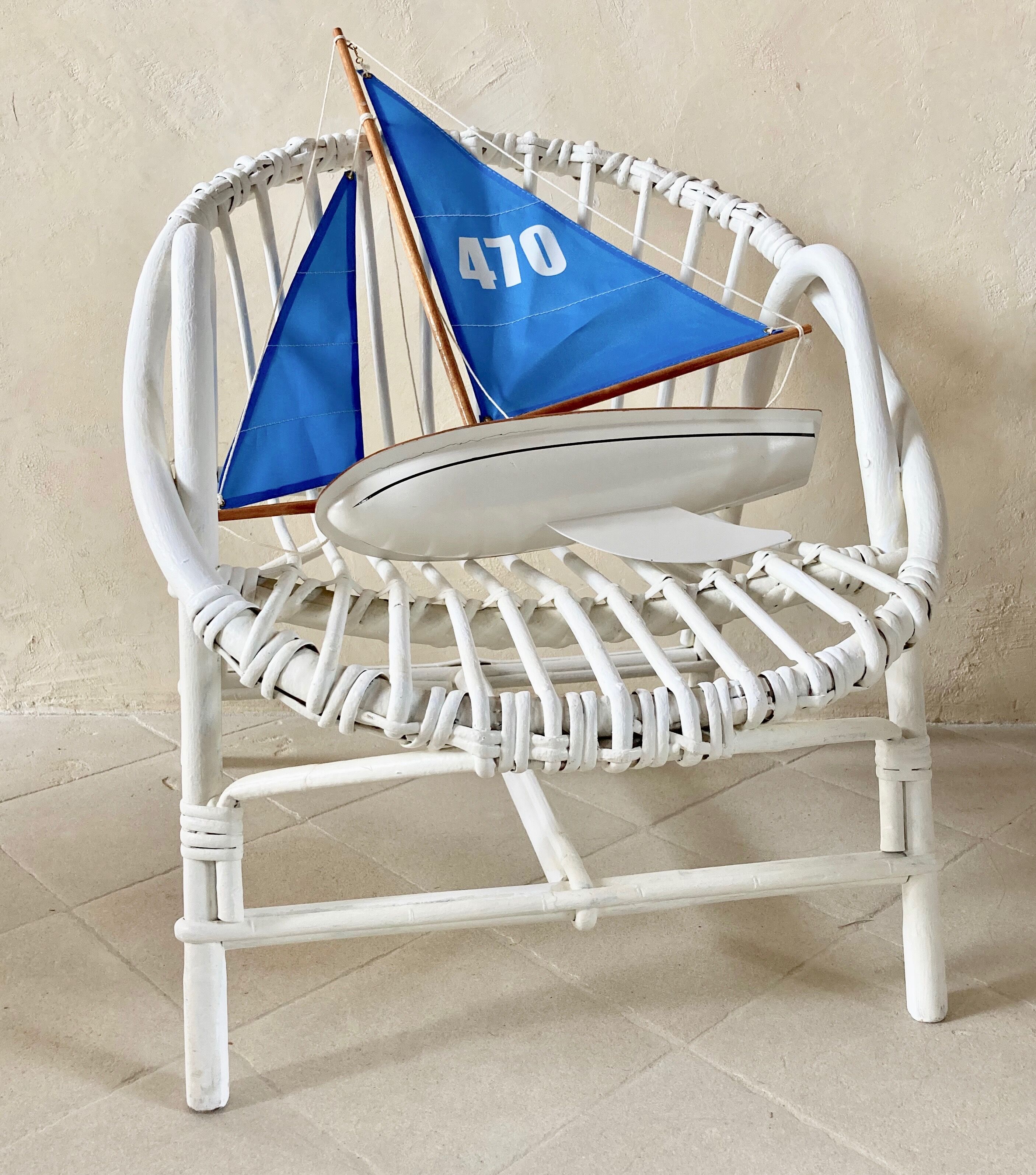 Fauteuil d'enfant en rotin vintage