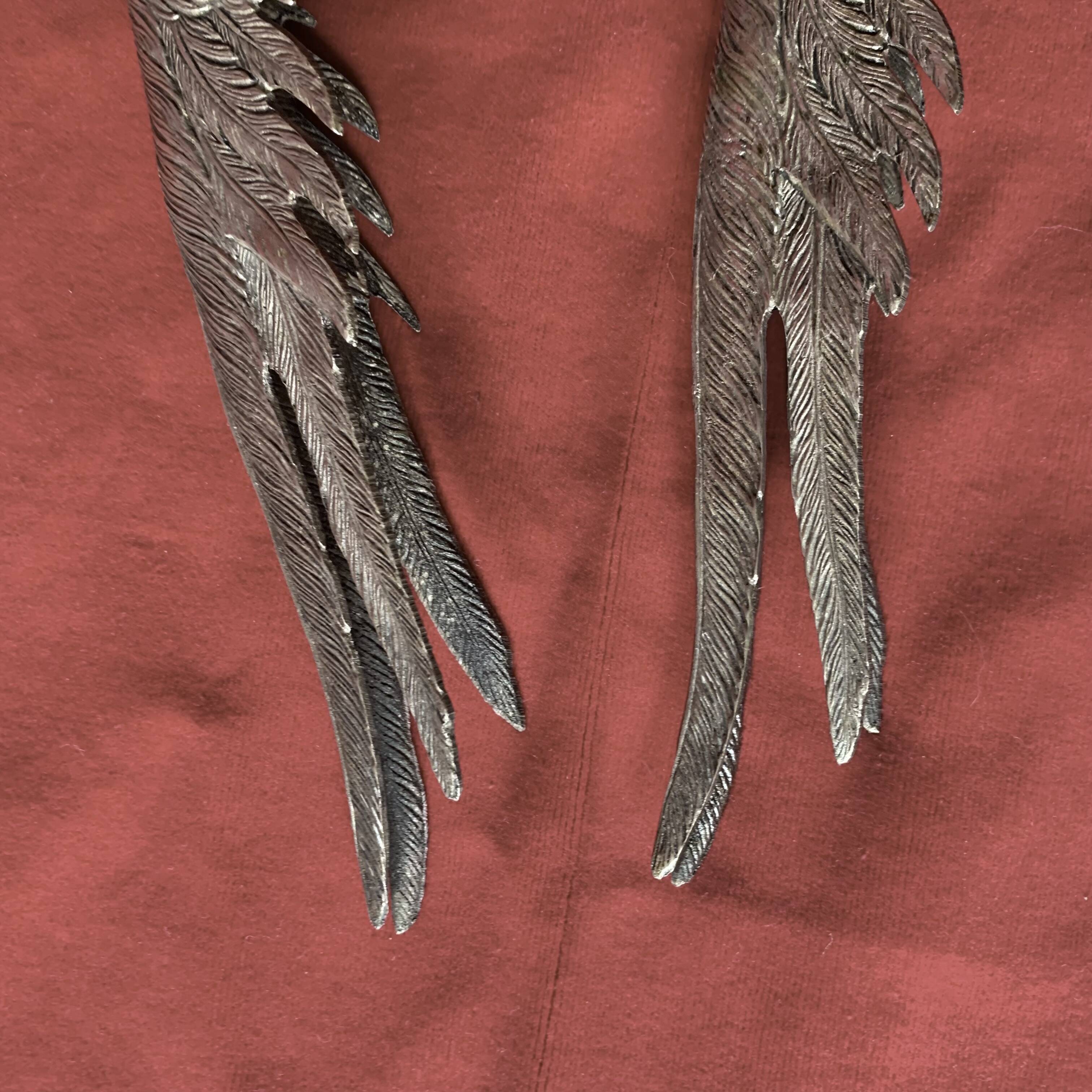 Couple de faisans décoratifs en métal argenté