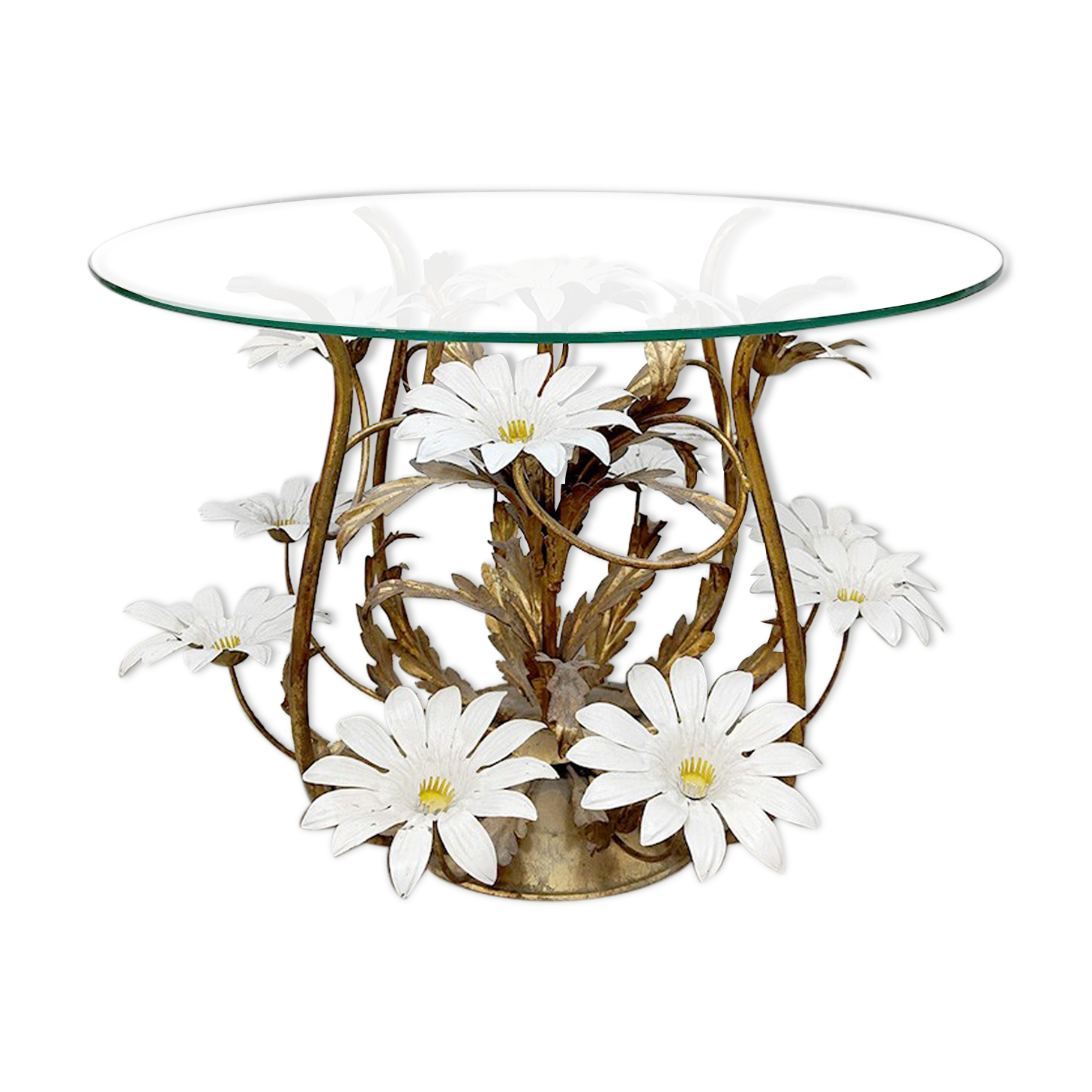 Hollywood Regency 'Flowers' Brass Coffee Table