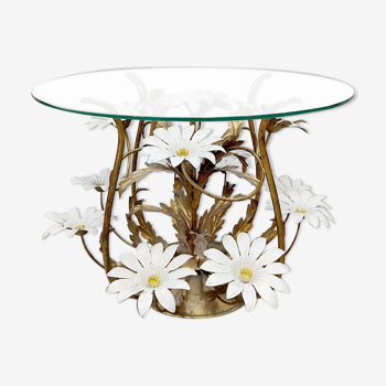 Table basse en laiton 'flowers' Hollywood regency