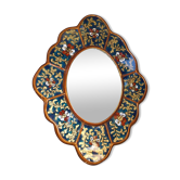 Miroir Indien, Bollywood, en bois doré serti de verre peint 19 x 25 cm