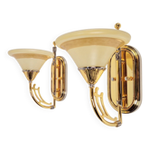 Appliques murales en laiton Art Nouveau Regency par Bejorama Lighting, Espagne, années 1970, ensemble de 2
