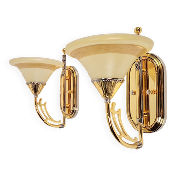 Art Nouveau Regency Brass Wall Lamps by Bejorama Lighting, Spain, 1970s, Set of 2