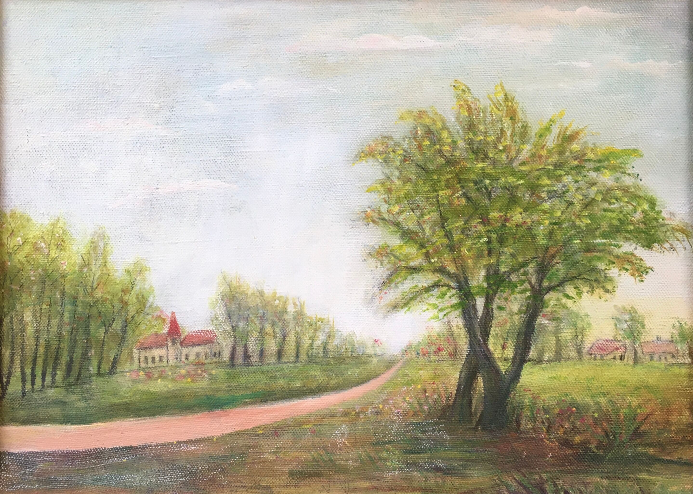 Tableau paysage naïf