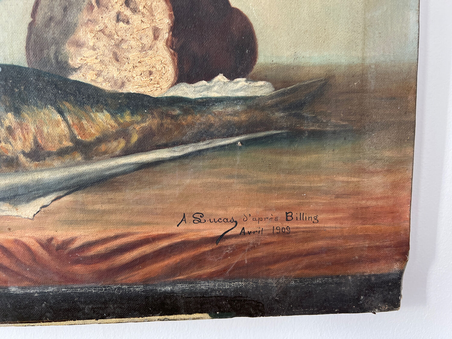 Still life fish potato bread