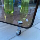smoked plexi table on wheels