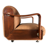 Fauteuil de salon brutaliste ou fauteuil club bas du milieu du siècle, années 1960