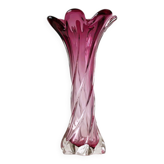 Organic form vase hatching Italian vintage Murano glass twisted, 1960