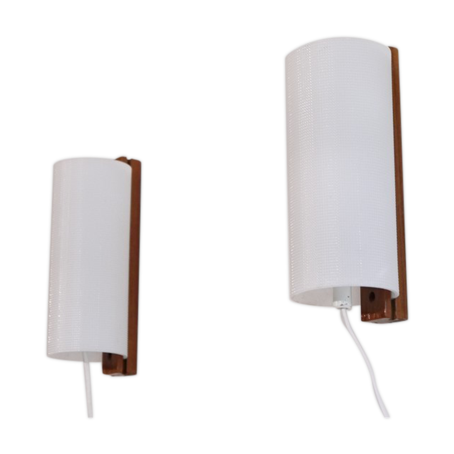 Pair of vintage Scandinavian wall lights in teak and acrylic 1970