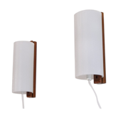 Pair of vintage Scandinavian wall lights in teak and acrylic 1970