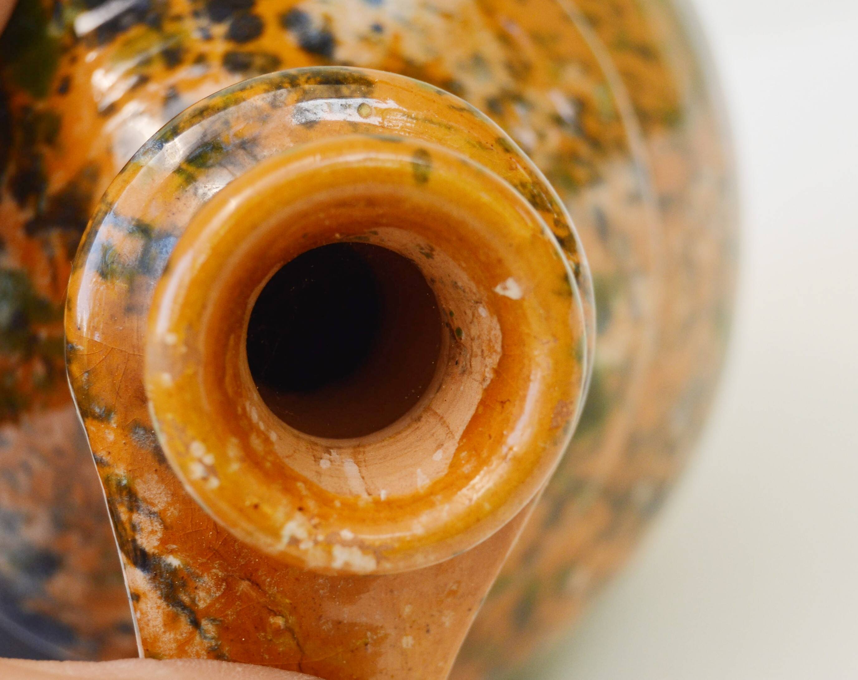 Very Decorative Water Jug Glazed Teimel Istvan Obanya Boros kancso pottery