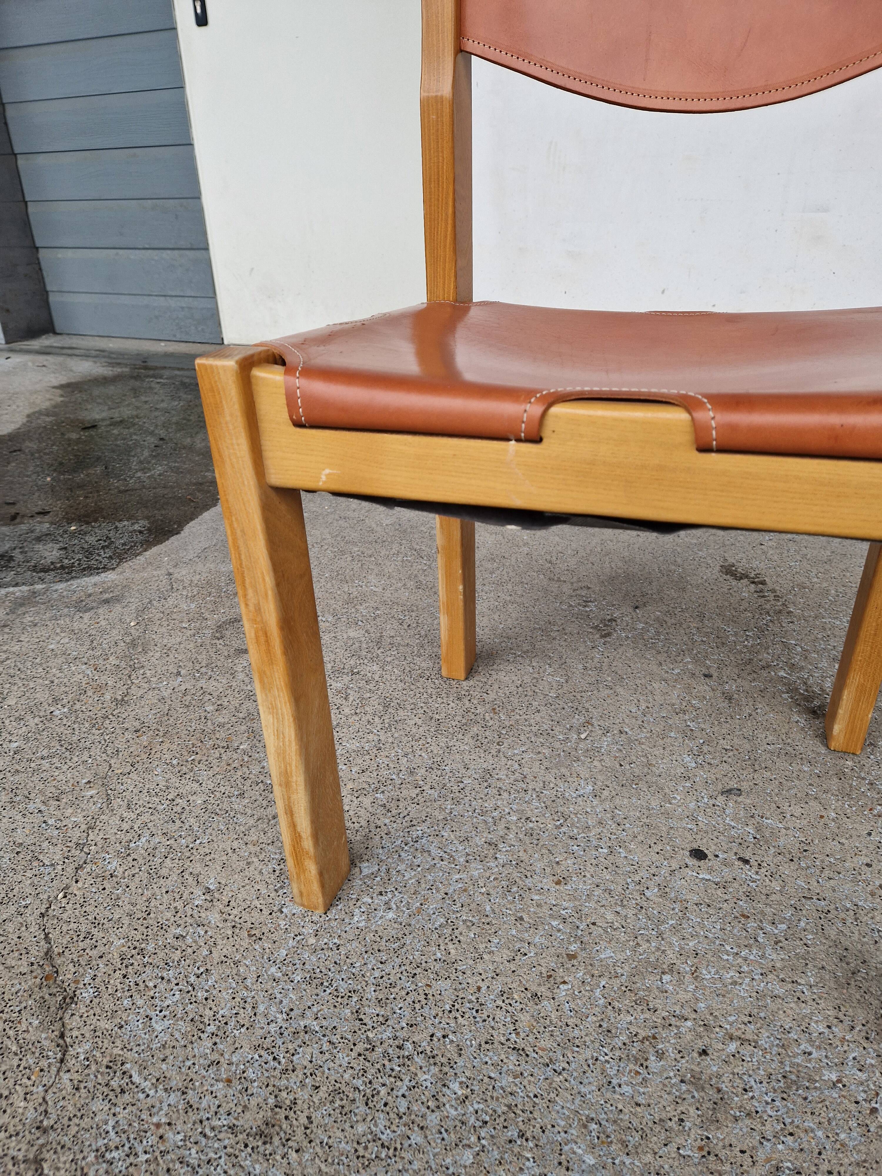 Vintage elm chair by Maison Regain, France 1980