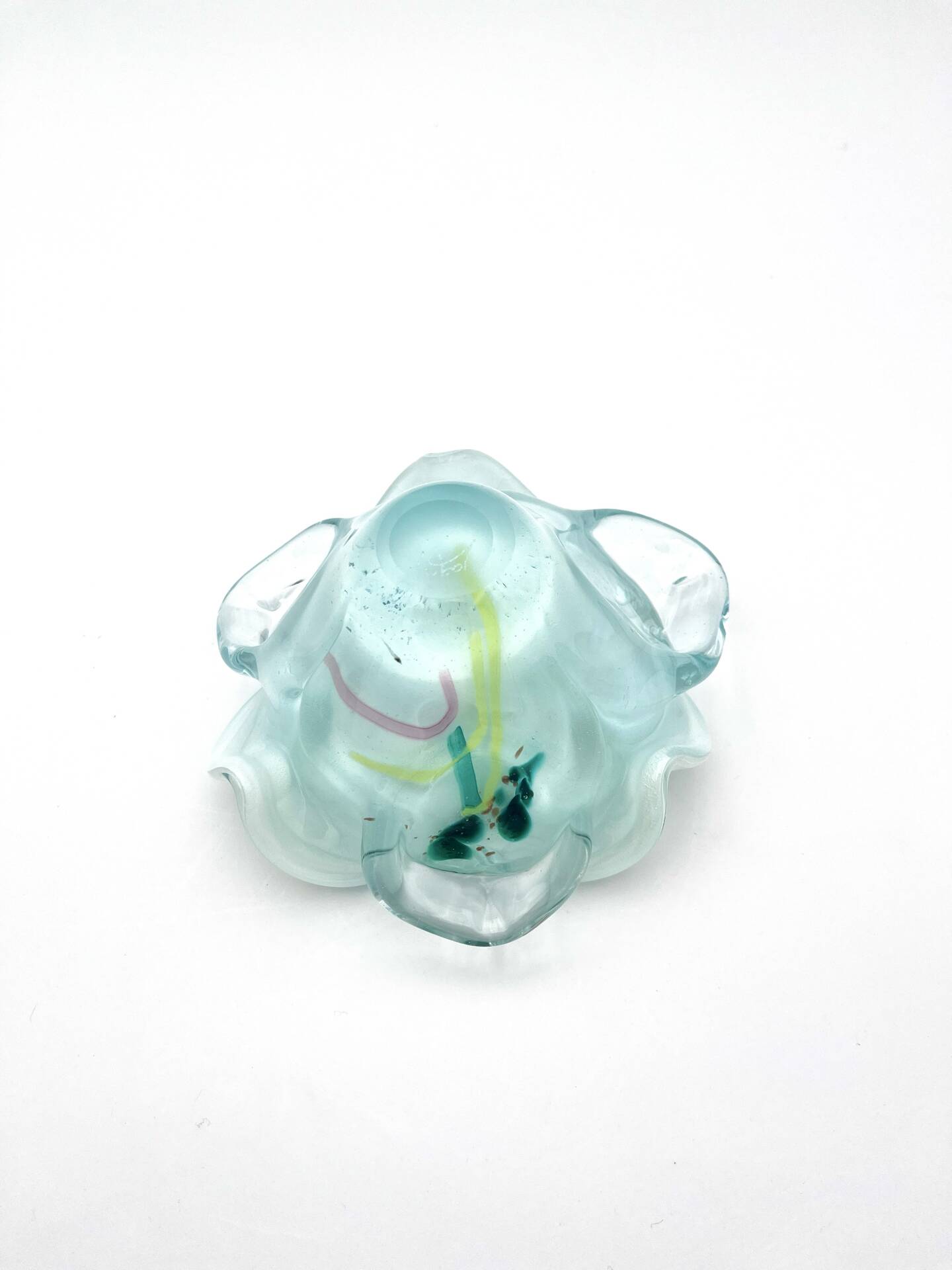 Coupe Studio Glass signed Lubomir Hora Blown Glass Polychrome 80s