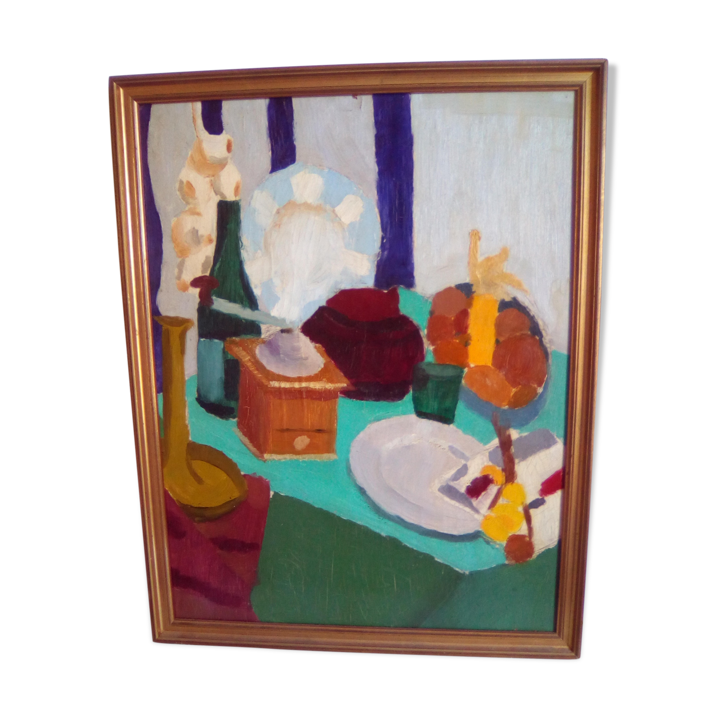 Old painting of oil painting on wood