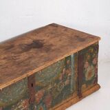 Antique hand-painted trunk with floral motifs (year 1869) #98