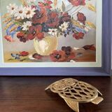 Owl trivet in golden brass
