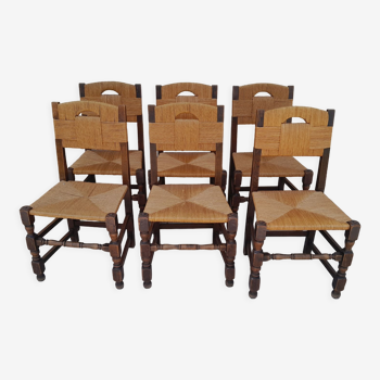 6 antique country mulching chairs