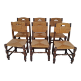 6 antique country mulching chairs