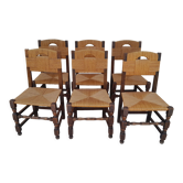 6 chaises paillage  campagnarde  ancienne