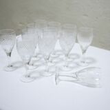 Series of 12 vintage red crystal wine glasses
