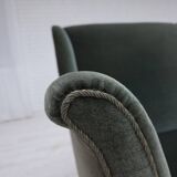 1960s, Danish 3-seater sofa, original turquoise-green furniture velour.
