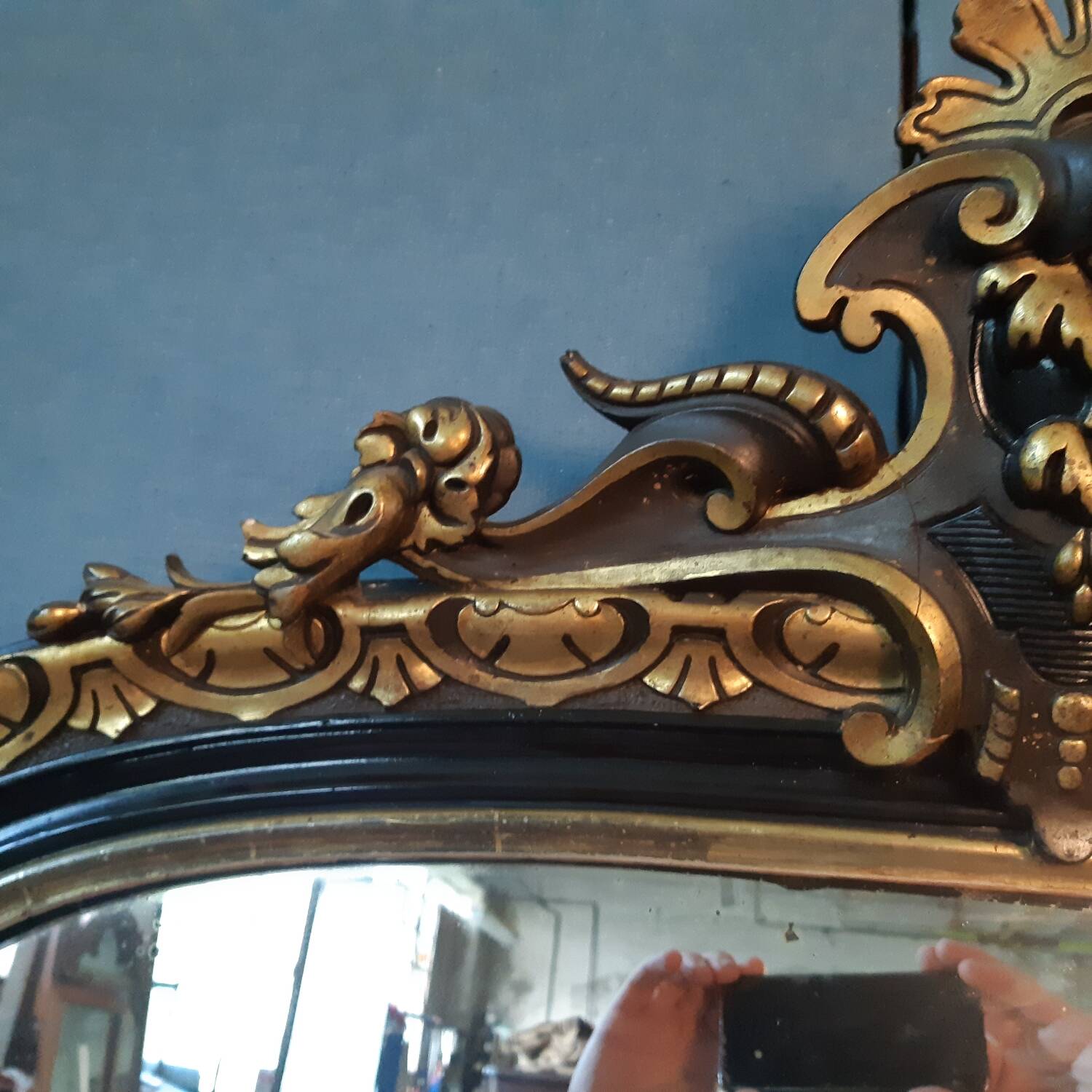 Large black and gold Napoleon III mirror 148X98