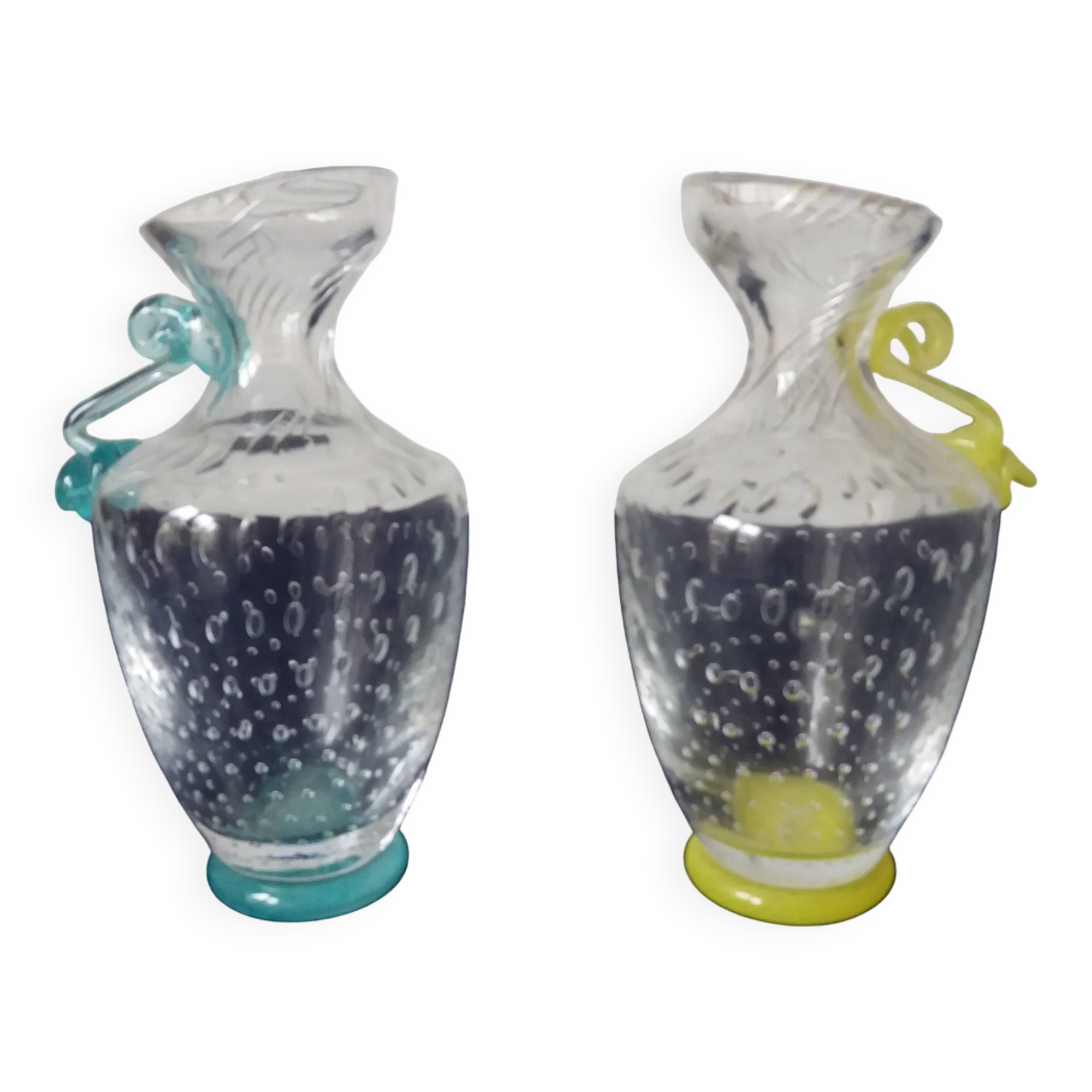 Pair of small Murano glass cruet vases