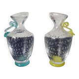 Pair of small Murano glass cruet vases