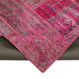 Handwoven turkish contemporary 186 cm x 288 cm pink patchwork rug