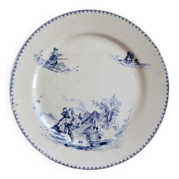Antique flat plate Creil and Montereau Téniers service - Ironstone