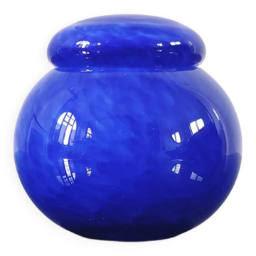 Petite boîte en verre soufflé artisanal bleu cobalt