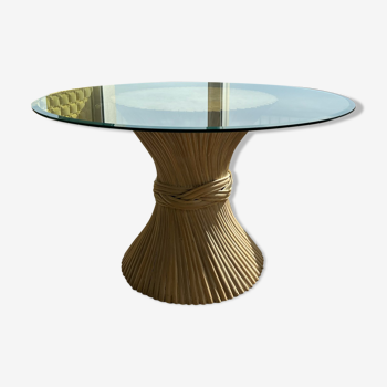 Bamboo and glass table