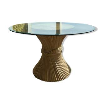 Bamboo and glass table
