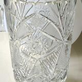 Vintage Bohemian crystal vase, sophisticated, geometric star patterns, high 25 cm