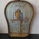 Vintage bird cage trompe-oeil painting