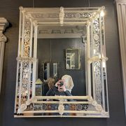 Barovier & Toso Murano, mirror with engraved borders, early 20th century.