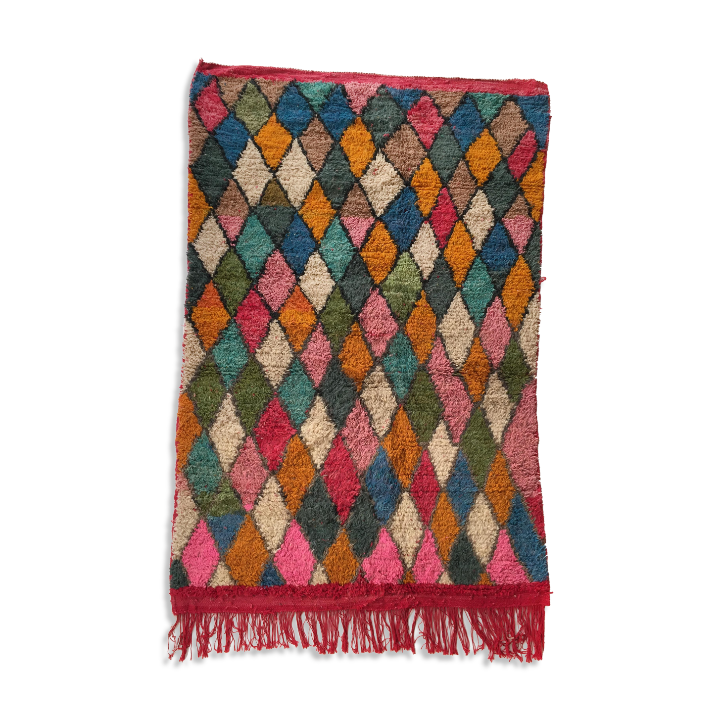 Moroccan Berber carpet Boujaad with colorful diamonds 250x152cm