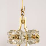 Small brass and crystal glass pendant by Sische, Germany, 1970s.