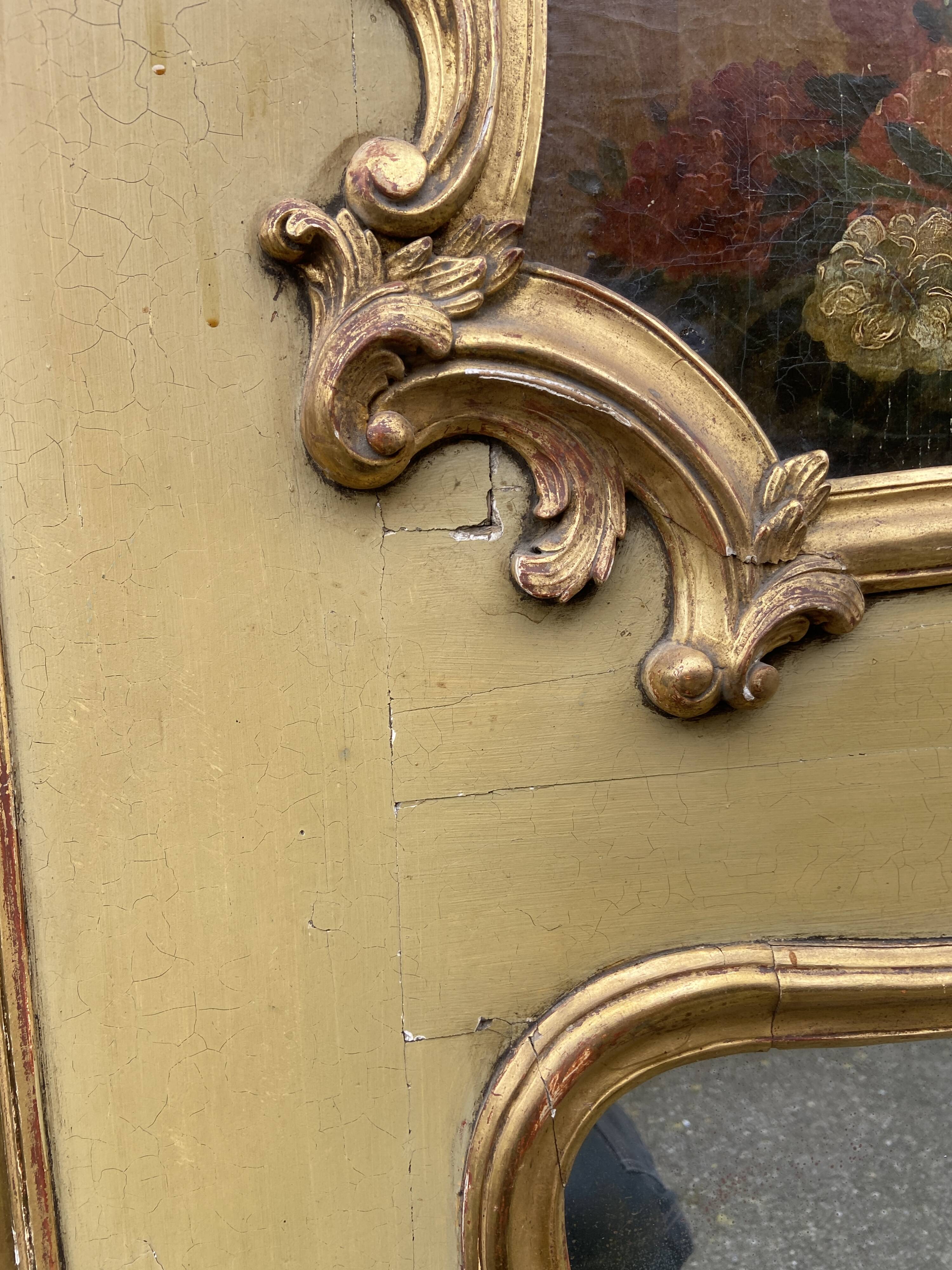 Trumeau & early 19th century painting in gilded wood.