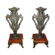2 ancient amphorae in regulation on marble base