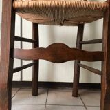Wooden and straw chairs