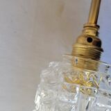 Wall lamp in glass, brass and porcelain