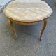 Round extendable dining table Louis XV stripped in solid oak 1950
