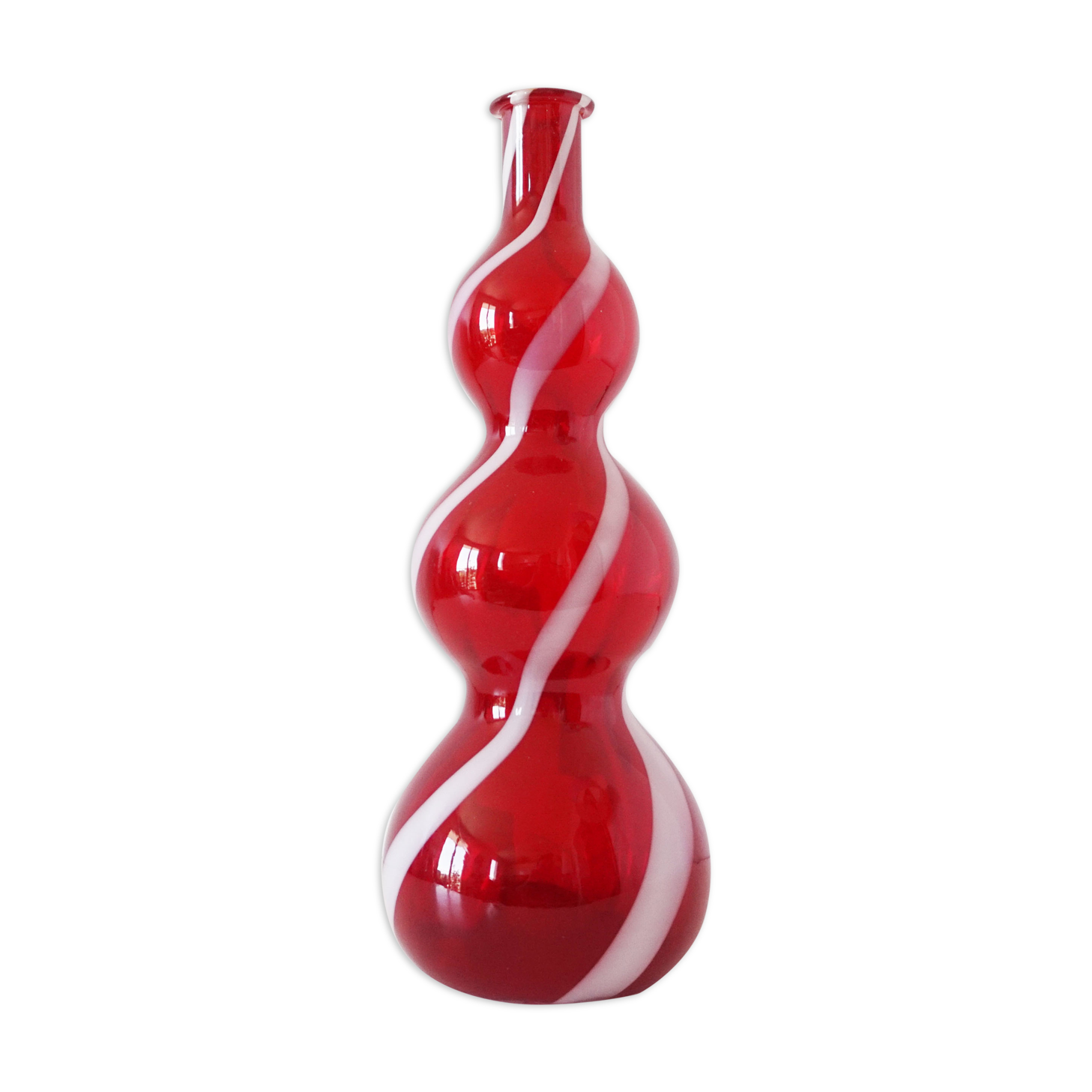 Carafe italienne verre soufflé rouge empoli