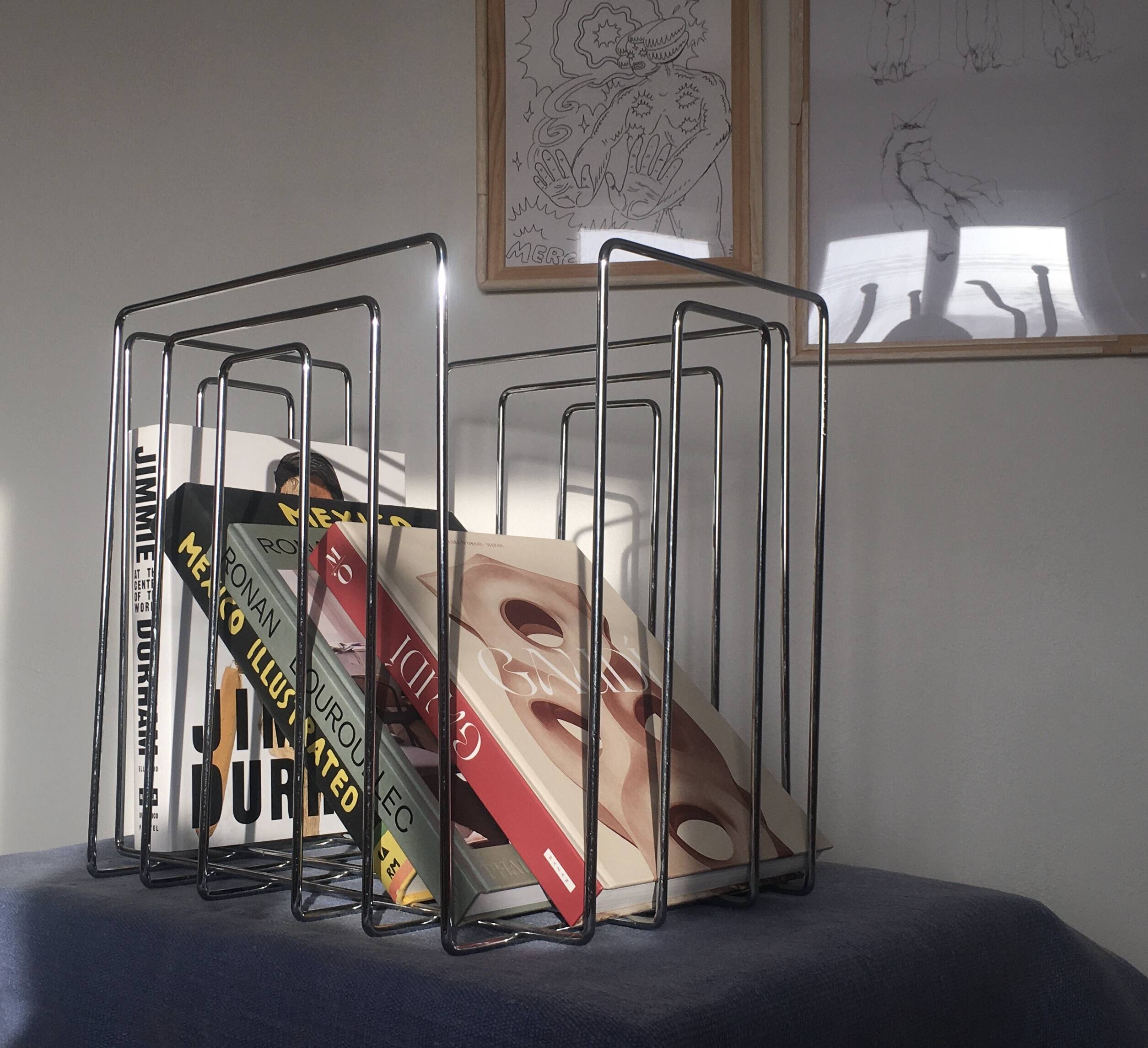 TMP chrome magazine rack by Willi Glaeser